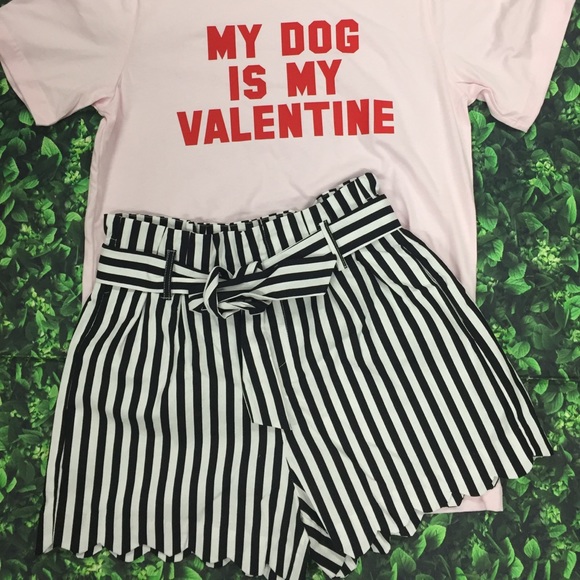 Striped scalloped hi waisted shorts - Picture 3 of 3